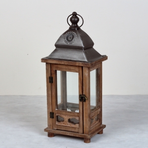 Lucerna drevená hnedá Sofie 41x16cm