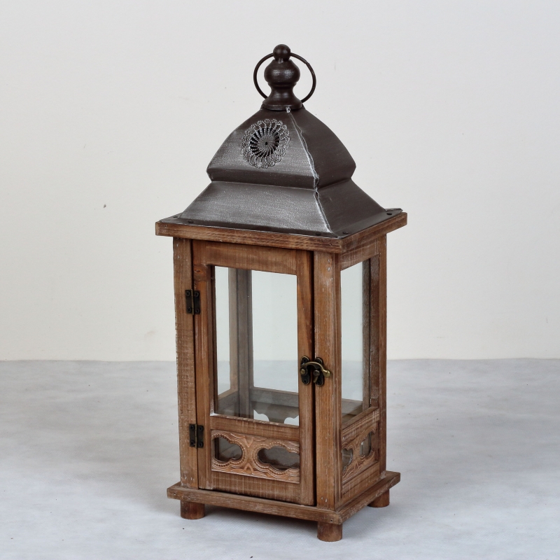 Lucerna drevená hnedá Sofie 41x16cm