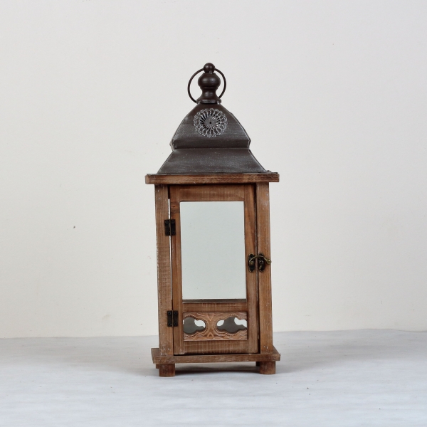 Lucerna drevená hnedá Sofie 41x16cm