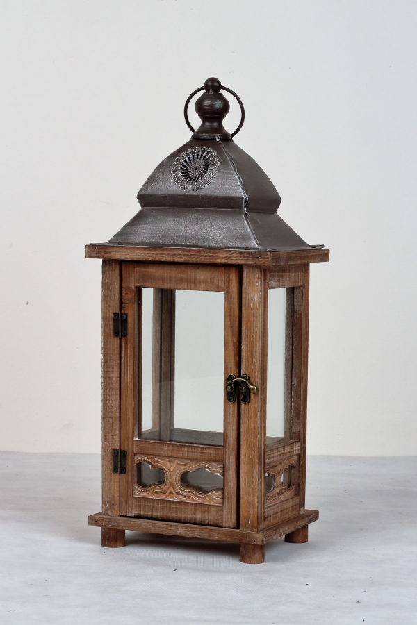 Lucerna drevená hnedá Sofie 41x16cm