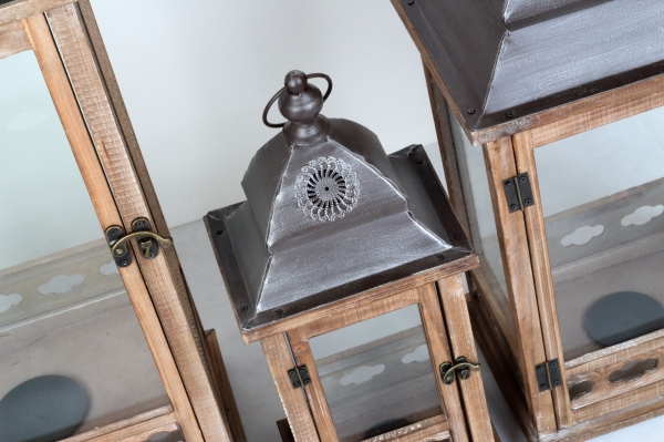 Lucerna drevená hnedá Sofie 50x24cm