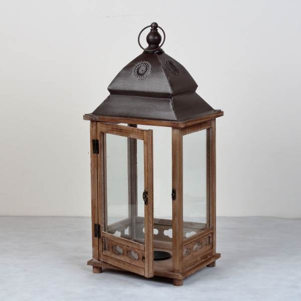 Lucerna drevená hnedá Sofie 50x24cm