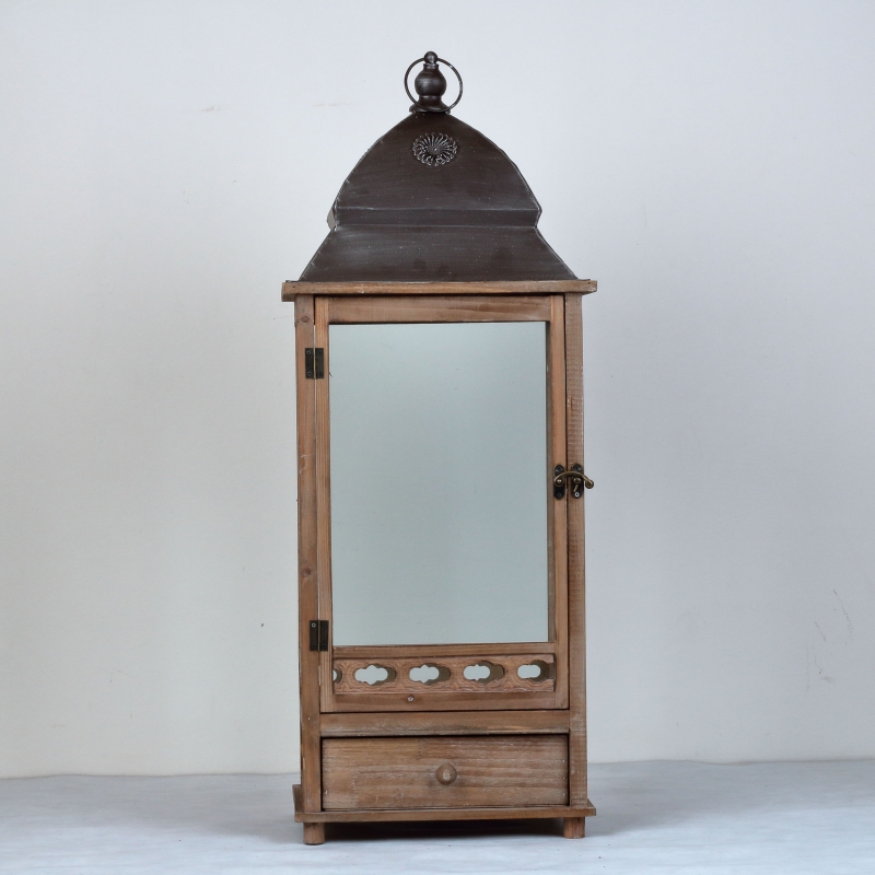 Lucerna drevená hnedá Sofie 88x32cm