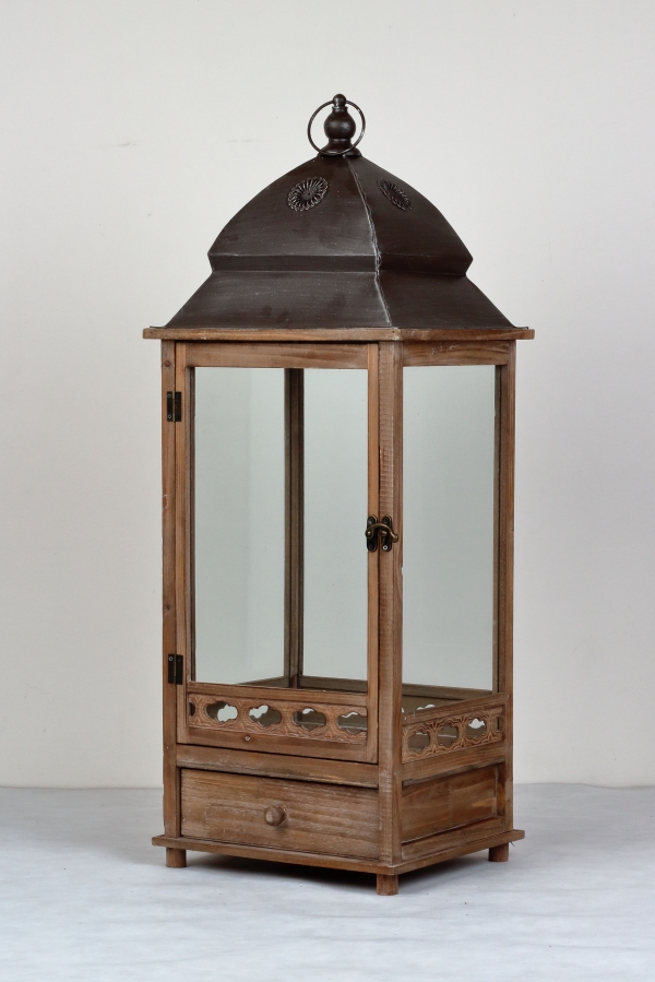 Lucerna drevená hnedá Sofie 88x32cm