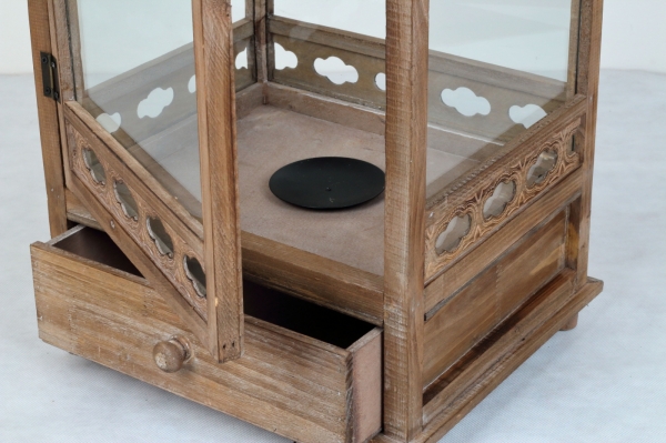 Lucerna drevená hnedá Sofie 88x32cm