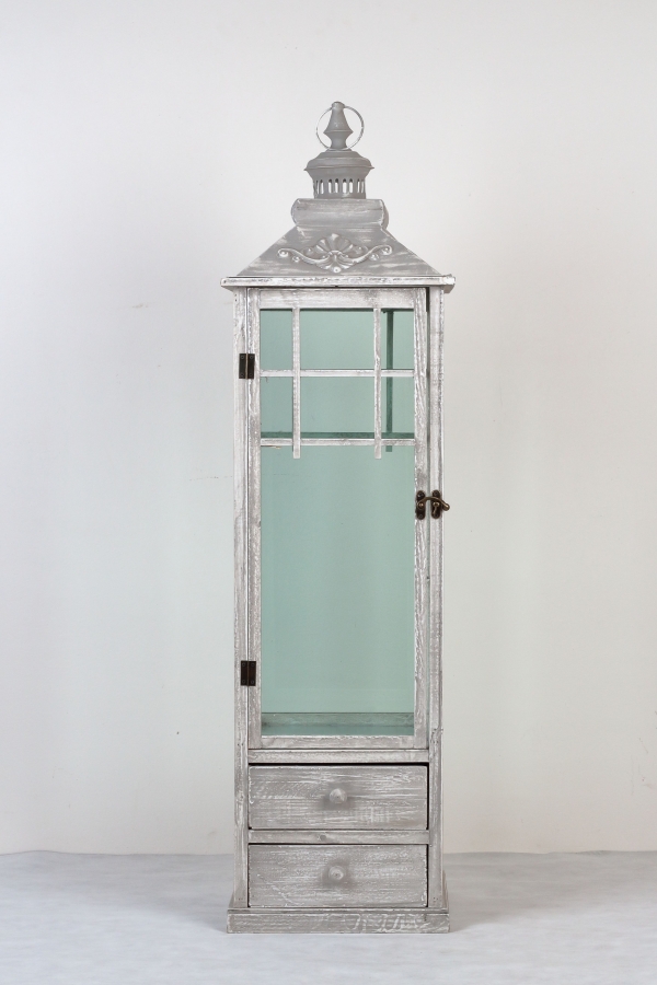 Lucerna drevená sivá s patinou 115cm