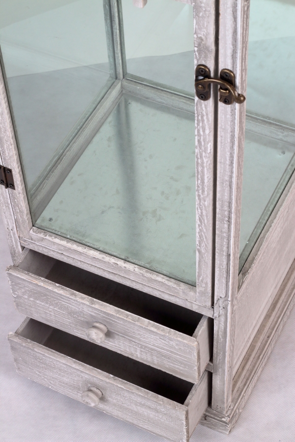 Lucerna drevená sivá s patinou 115cm