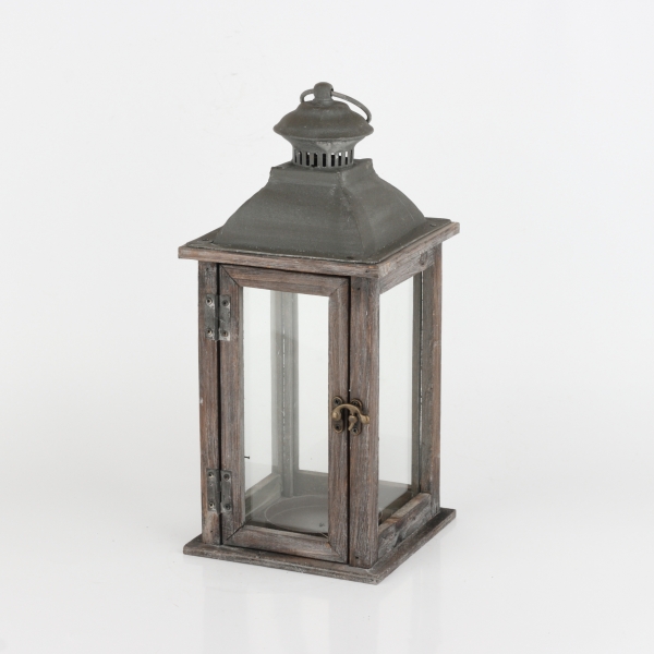 Lucerna drevená tmavá 34cm