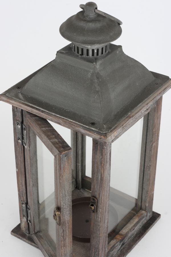 Lucerna drevená tmavá 34cm