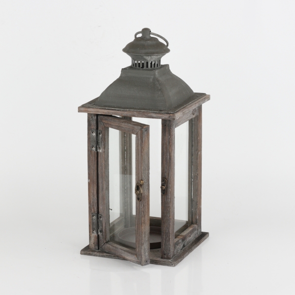 Lucerna drevená tmavá 34cm