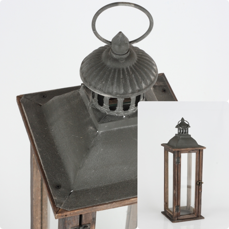 Lucerna drevená tmavá 52cm