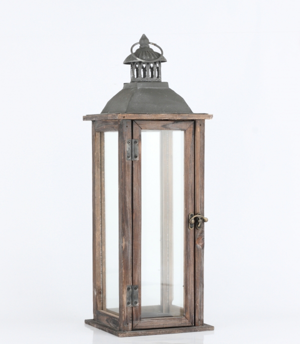 Lucerna drevená tmavá 52cm