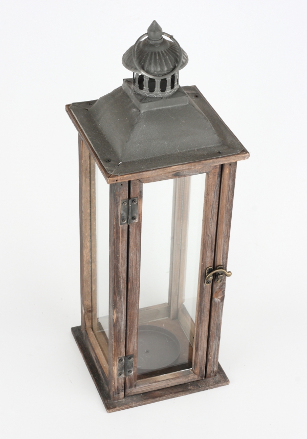 Lucerna drevená tmavá 52cm