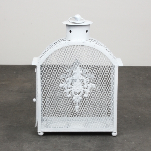 Lucerna kovová biela 26x40x12cm