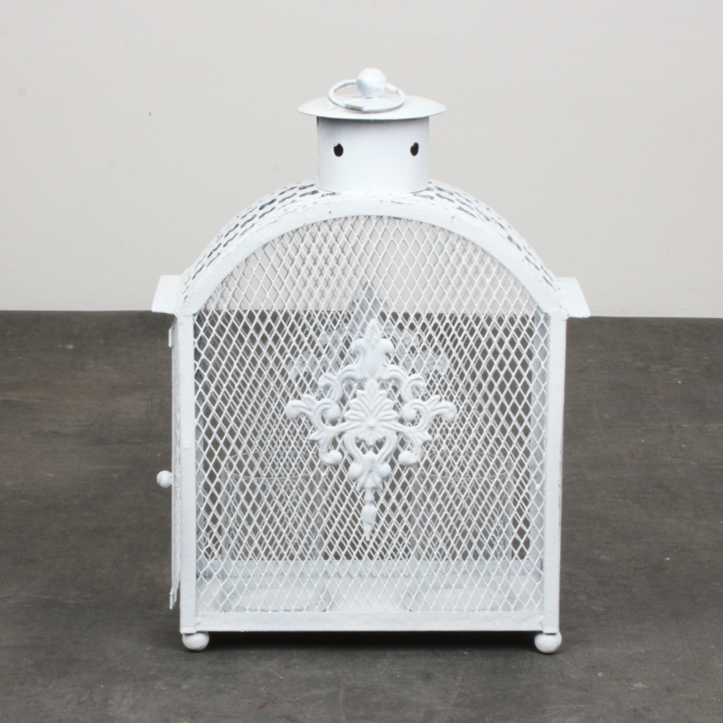 Lucerna kovová biela 26x40x12cm