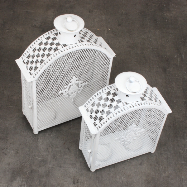 Lucerna kovová biela 26x40x12cm