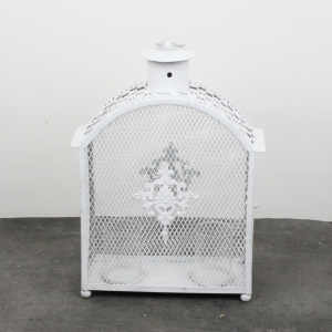 Lucerna kovová biela 30,5x12x5cm