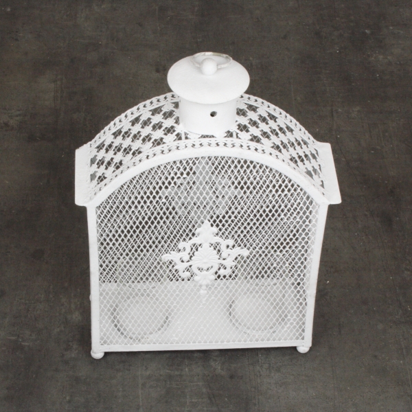 Lucerna kovová biela 30,5x12x5cm