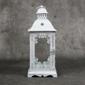 Lucerna kovová biela s patinou 32cm