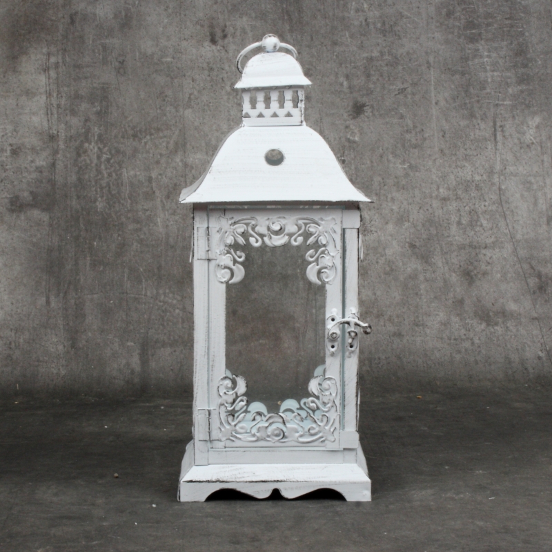 Lucerna kovová biela s patinou 32cm