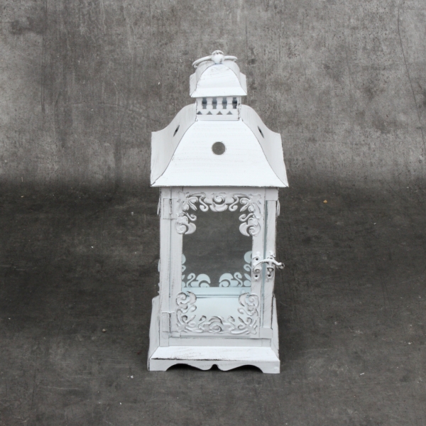 Lucerna kovová biela s patinou 32cm