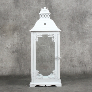 Lucerna kovová biela s patinou 50cm