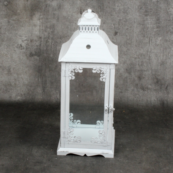 Lucerna kovová biela s patinou 50cm