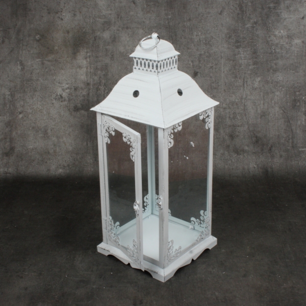 Lucerna kovová biela s patinou 50cm