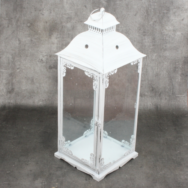 Lucerna kovová biela s patinou 68cm