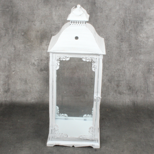 Lucerna kovová biela s patinou 68cm