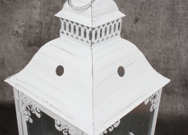 Lucerna kovová biela s patinou 68cm