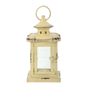 Lucerna kovová krémová 11,5x11,5x21,5cm