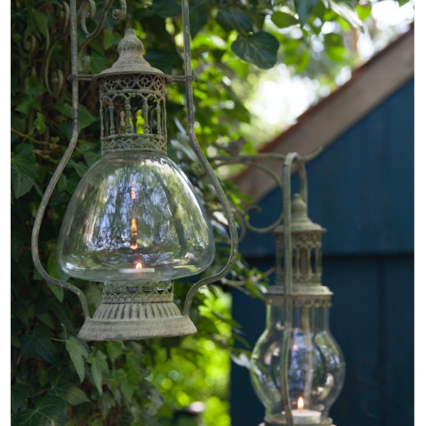 Lucerna kovová so zelenou patinou 45x22cm B