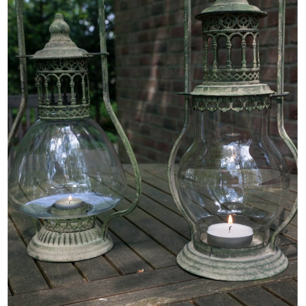 Lucerna kovová so zelenou patinou 45x22cm B