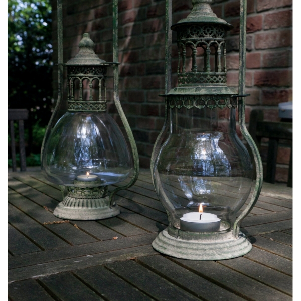 Lucerna kovová so zelenou patinou 45x22cm B