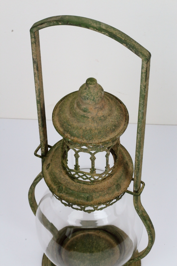 Lucerna kovová so zelenou patinou 45x22cm B