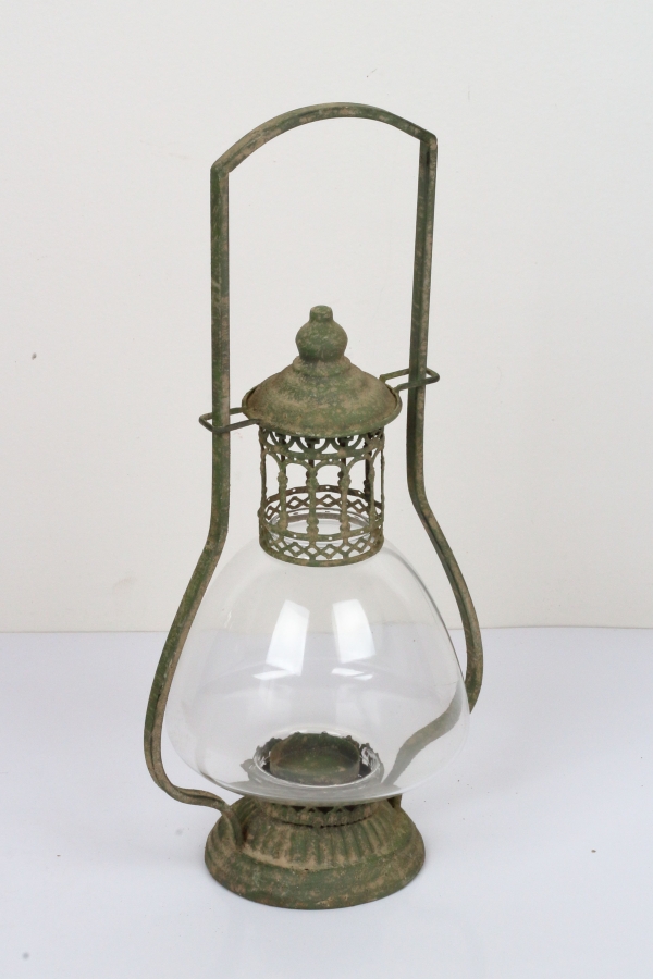 Lucerna kovová so zelenou patinou 45x22cm