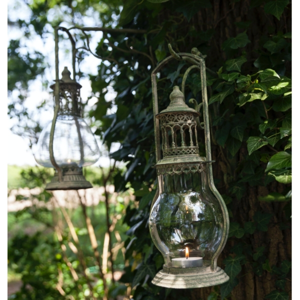 Lucerna kovová so zelenou patinou 45x22cm