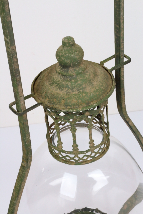 Lucerna kovová so zelenou patinou 45x22cm