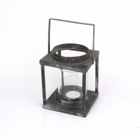 Lucerna kovová šedá 12x12cm x 23cm výška