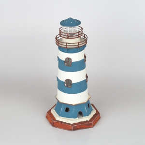Lucerna na čajovú sviečku maják pruhovaný 24CM