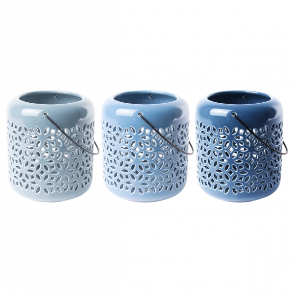 Lucerna na čajovú sviečku modrá 11,9cm