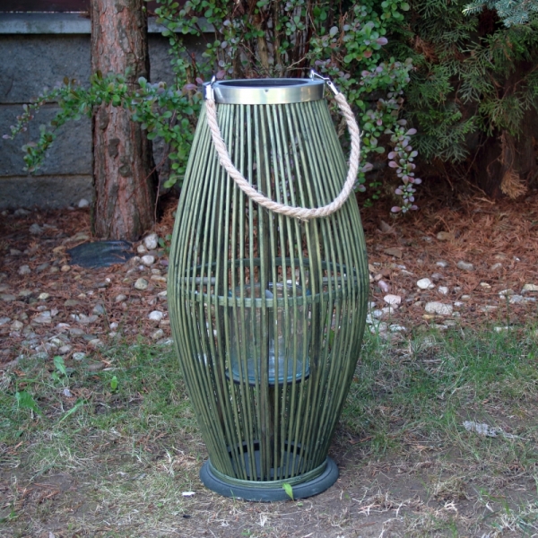 Lucerna na sviečku bambusová 30×59cm