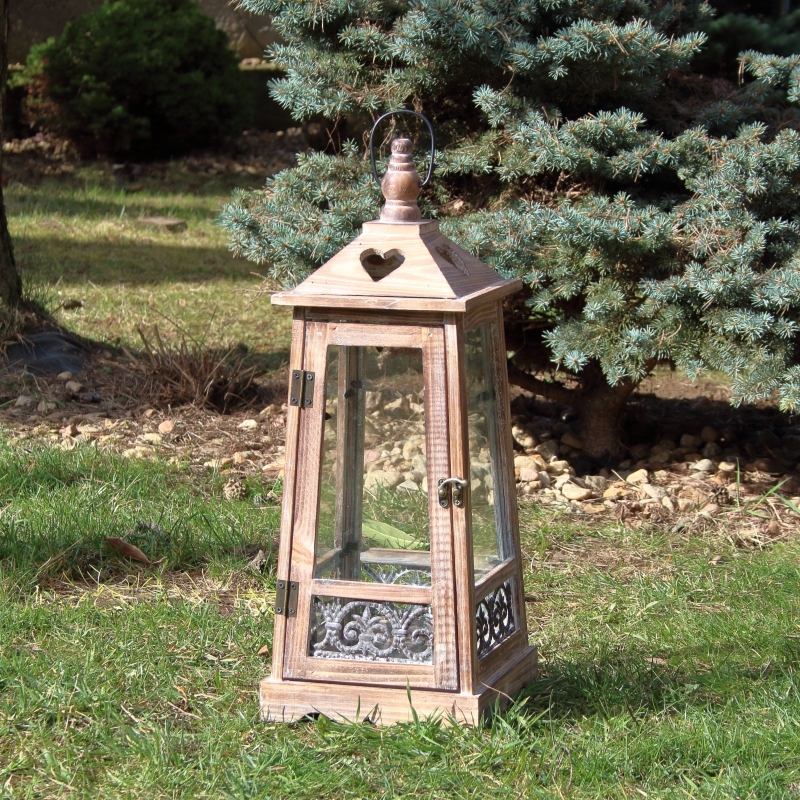 Lucerna na sviečku drevená L 55cm