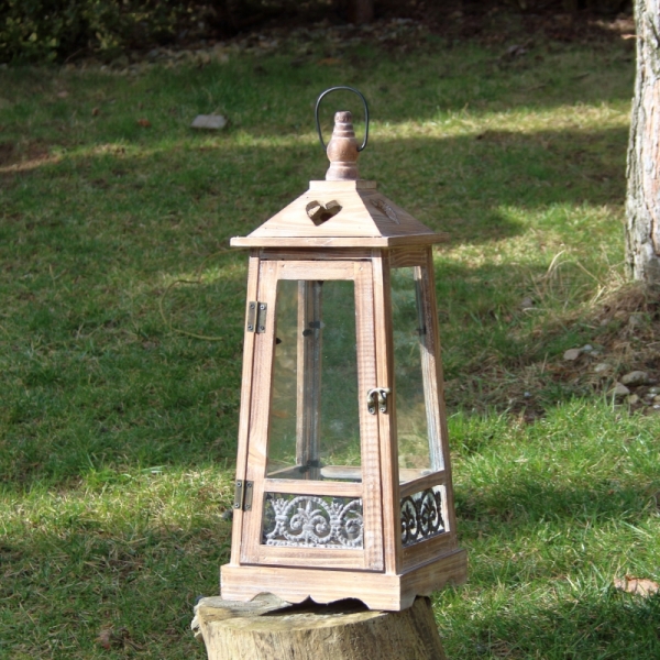 Lucerna na sviečku drevená L 55cm