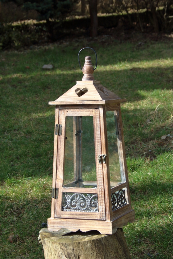 Lucerna na sviečku drevená L 55cm