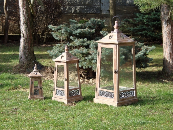 Lucerna na sviečku drevená M 35cm