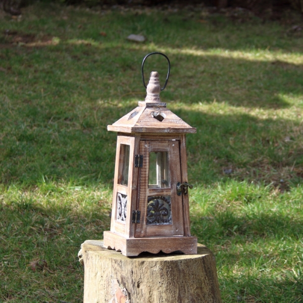 Lucerna na sviečku drevená M 35cm