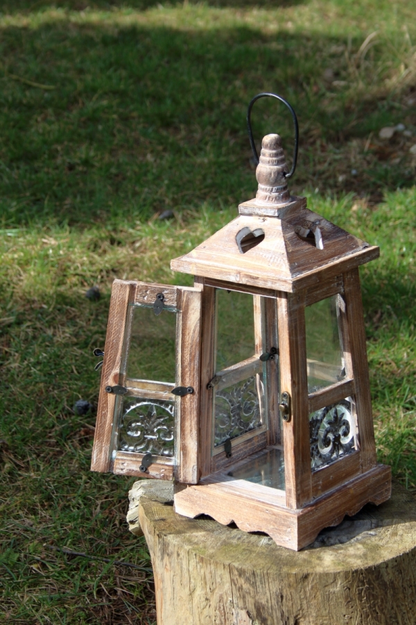 Lucerna na sviečku drevená M 35cm