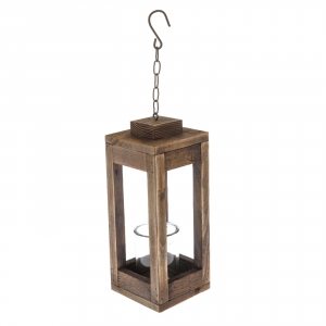 Lampáš na sviečku so sklom hnedá